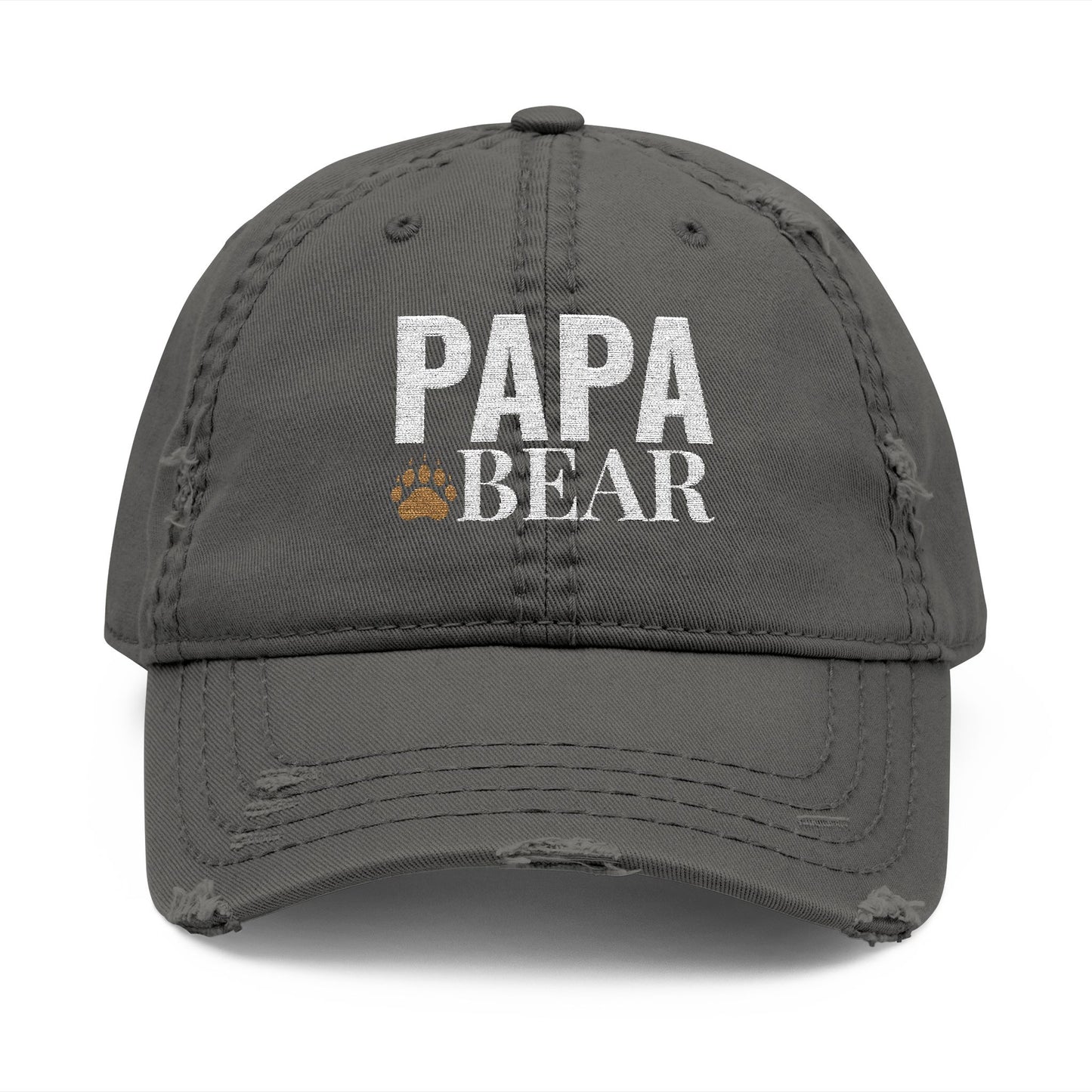 Papa Bear Distressed Dad Hat | Embroidered Casual Cap for Dad
