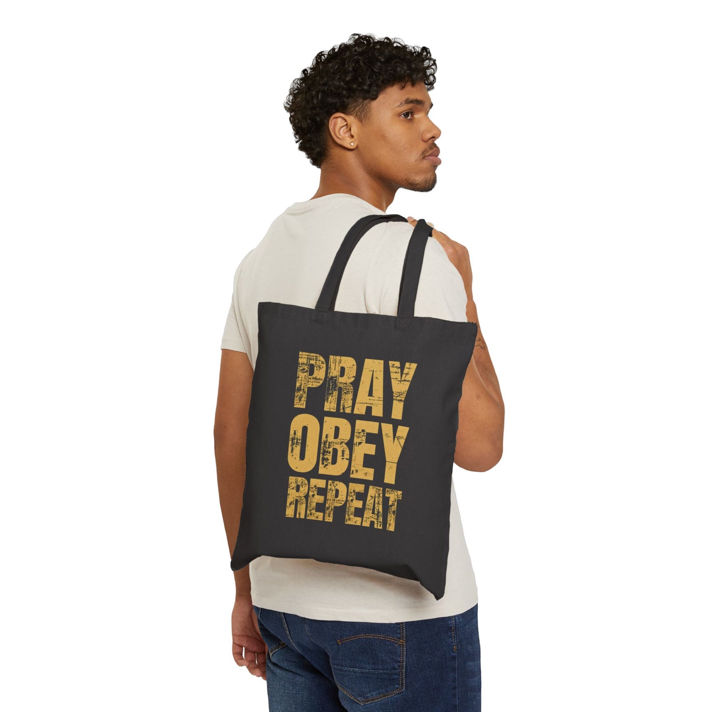 Pray Obey Repeat Canvas Tote Bag