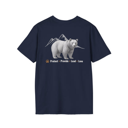 Papa Bear Graphic T-Shirt | Rustic Mountain Bear Dad Shirt | Patriotic Outdoor Fatherhood Tee
