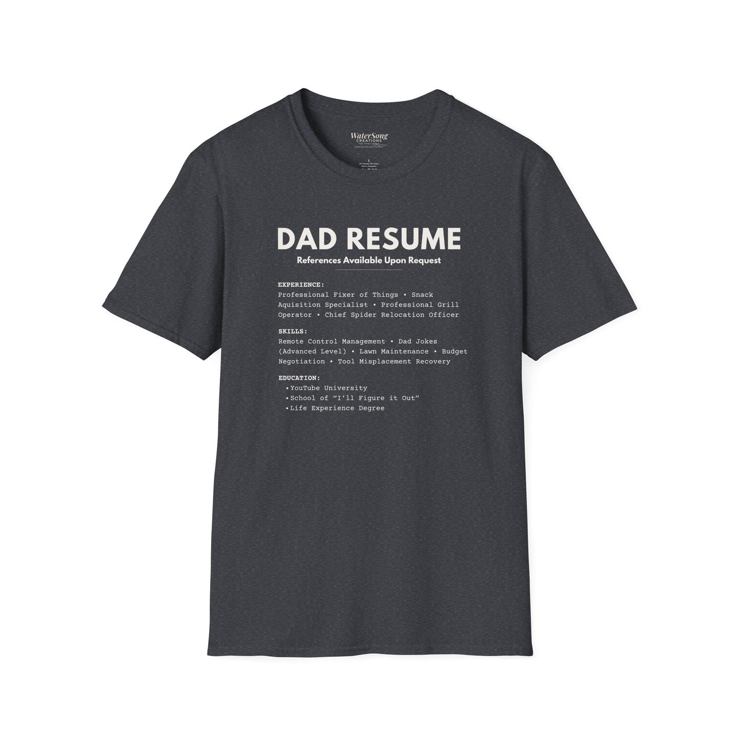Dad Resume Shirt | Funny Fatherhood Graphic Tee | Gift for Dad