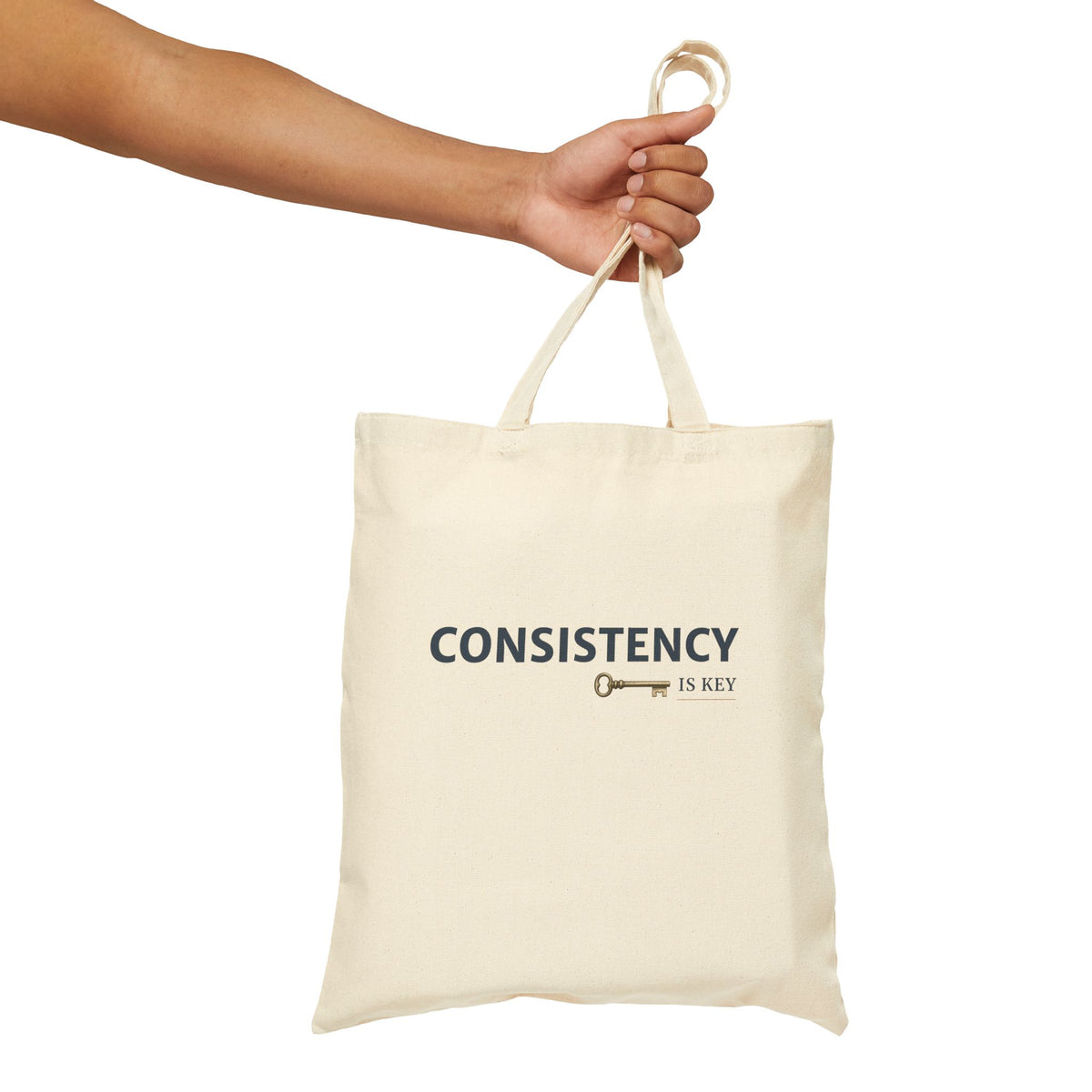 Consistency Is Key Canvas Tote Bag – Motivational Quote Cotton Tote