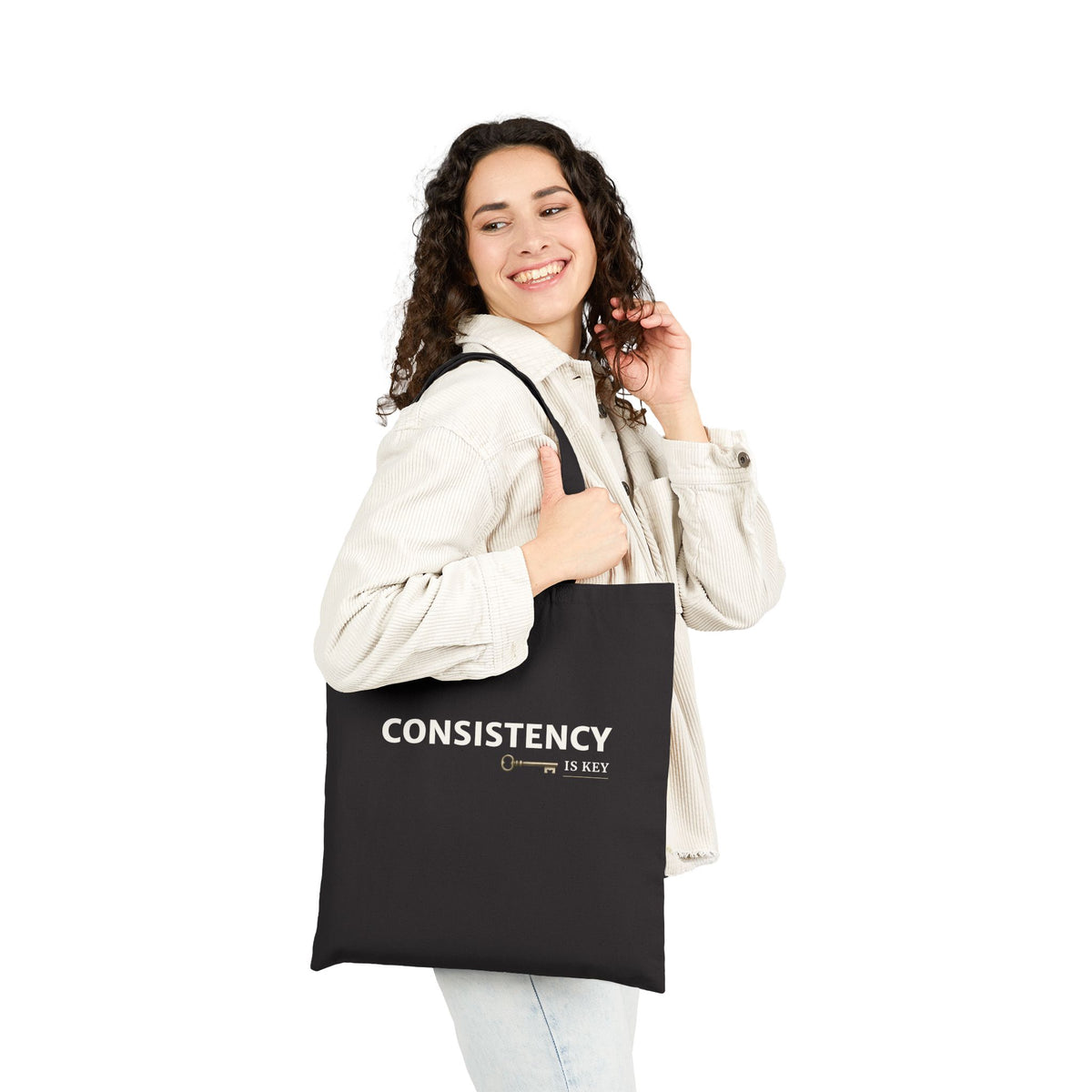 Consistency Is Key Canvas Tote Bag – Motivational Quote Cotton Tote