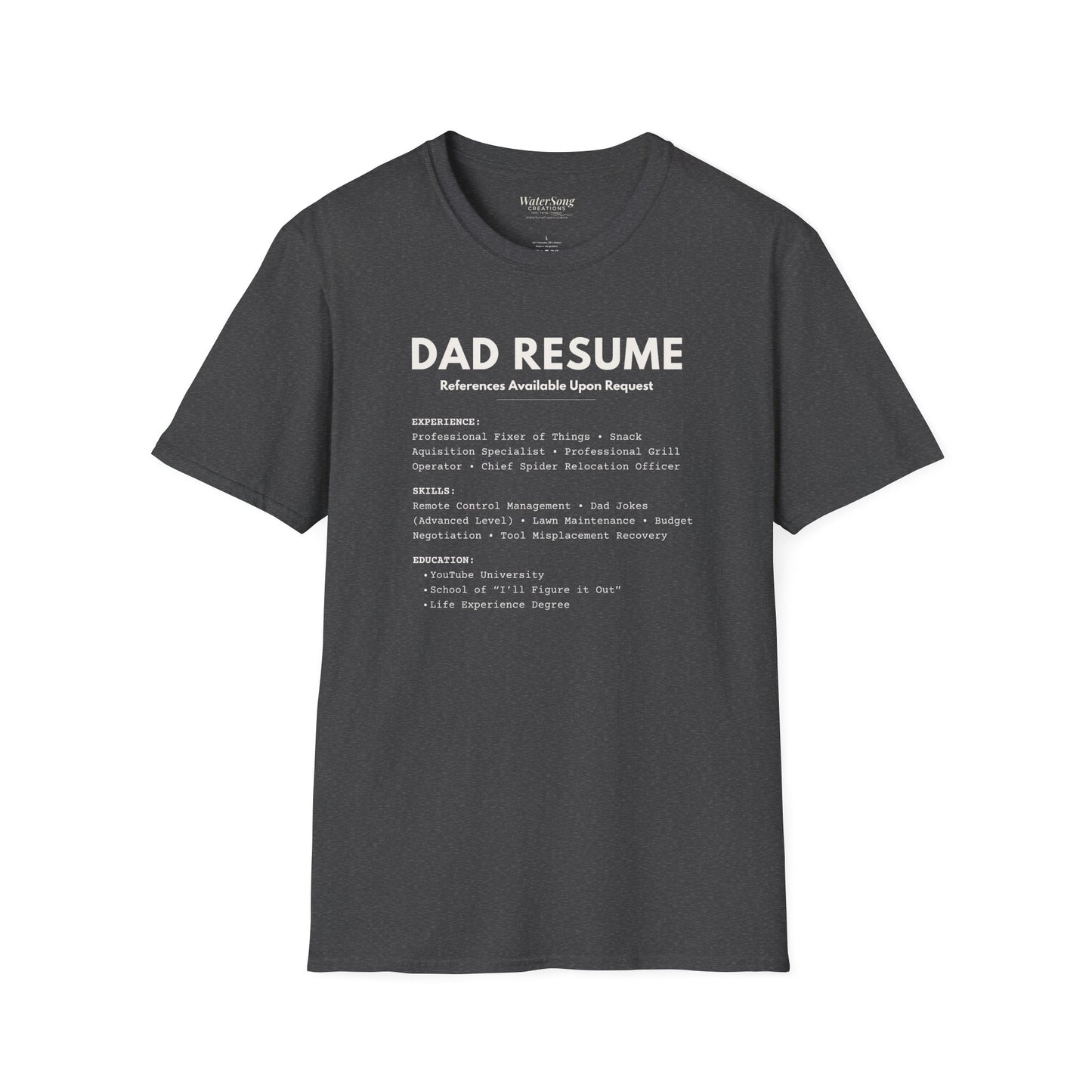 Dad Resume Shirt | Funny Fatherhood Graphic Tee | Gift for Dad