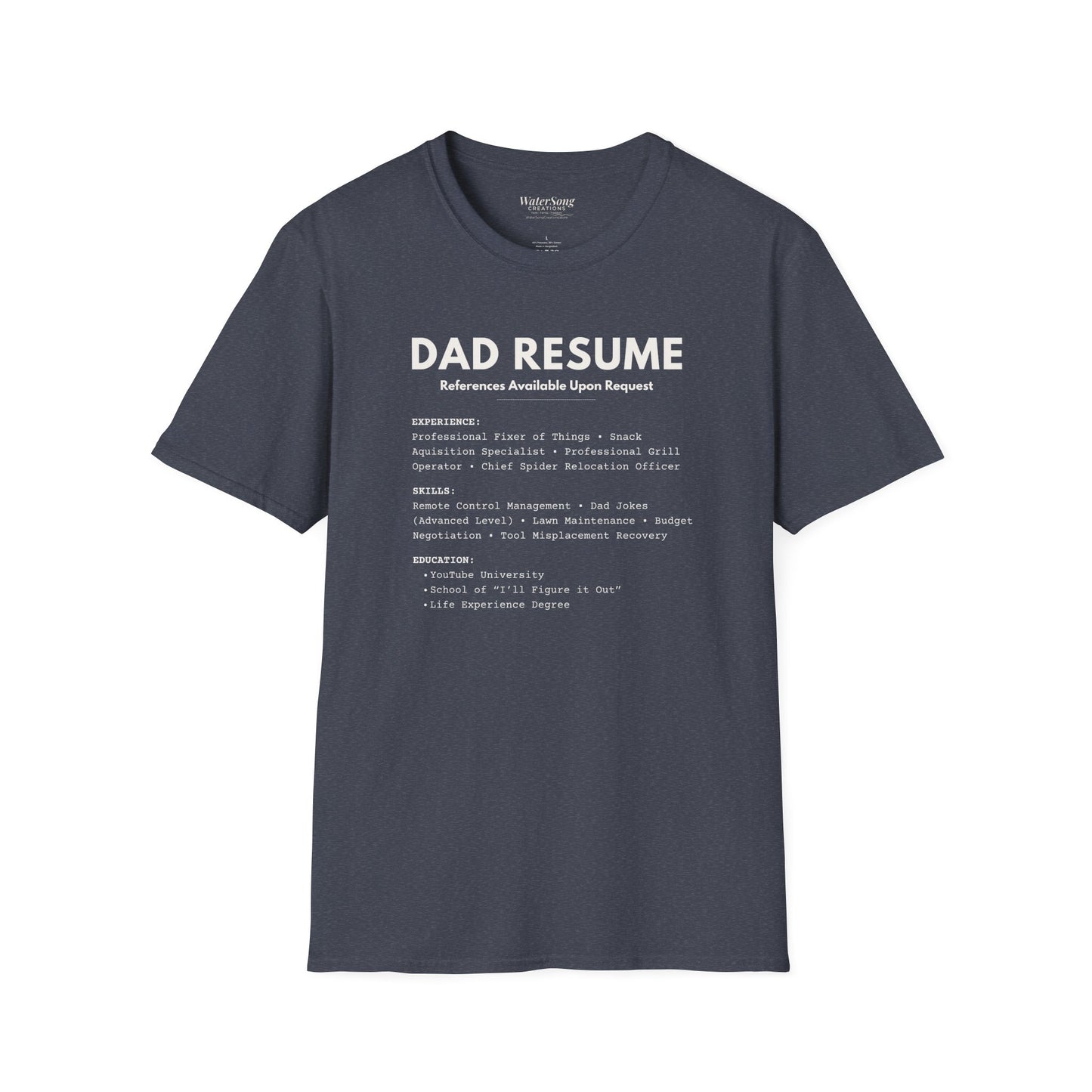 Dad Resume Shirt | Funny Fatherhood Graphic Tee | Gift for Dad