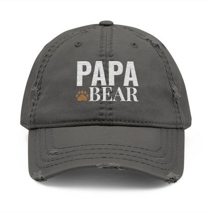 Papa Bear Distressed Dad Hat | Embroidered Casual Cap for Dad