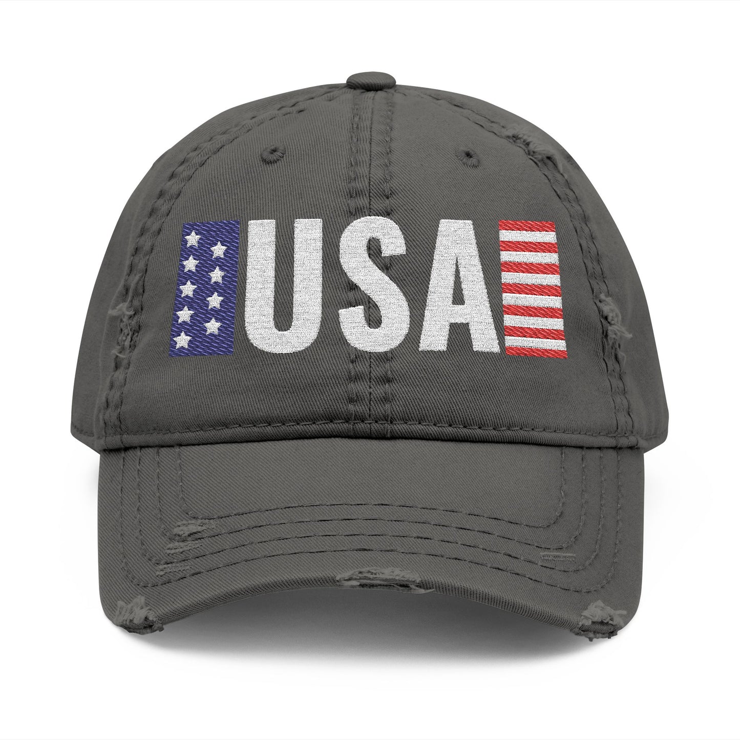 USA Flag Distressed Embroidered Dad Hat | Vintage American Flag Cap
