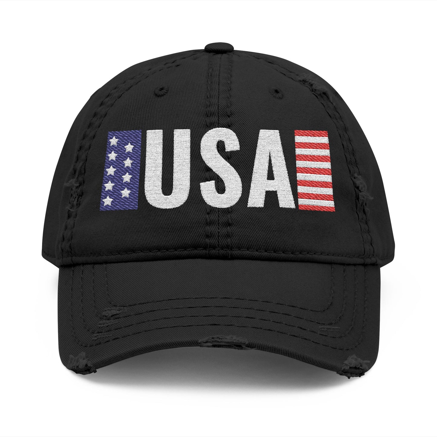 USA Flag Distressed Embroidered Dad Hat | Vintage American Flag Cap