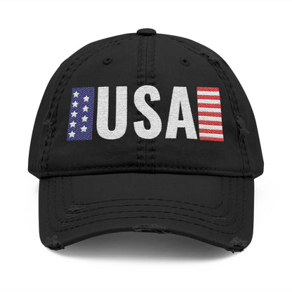 USA Flag Distressed Embroidered Dad Hat | Vintage American Flag Cap