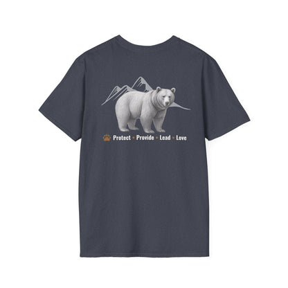 Papa Bear Graphic T-Shirt | Rustic Mountain Bear Dad Shirt | Patriotic Outdoor Fatherhood Tee