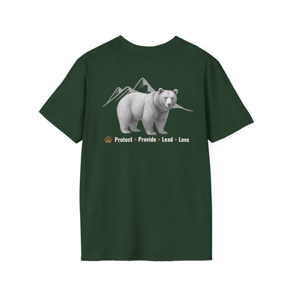 Papa Bear Graphic T-Shirt | Rustic Mountain Bear Dad Shirt | Patriotic Outdoor Fatherhood Tee