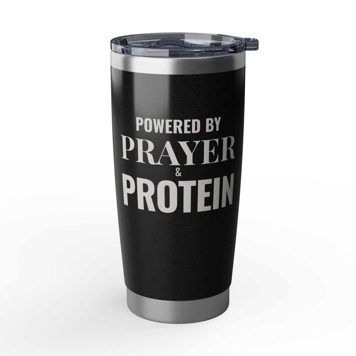 Powered by Prayer Protein 20oz Tumbler | Stainless Insulated Travel Cup