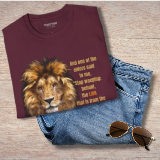 Lion of Judah T-Shirt – Revelation 5:5 Christian Faith Shirt | Biblical Jesus Lion Graphic Tee