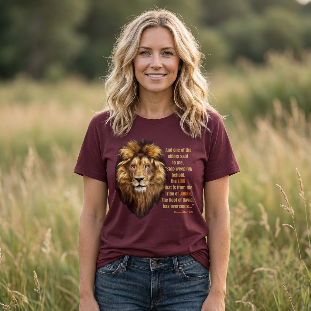 Lion of Judah T-Shirt – Revelation 5:5 Christian Faith Shirt | Biblical Jesus Lion Graphic Tee