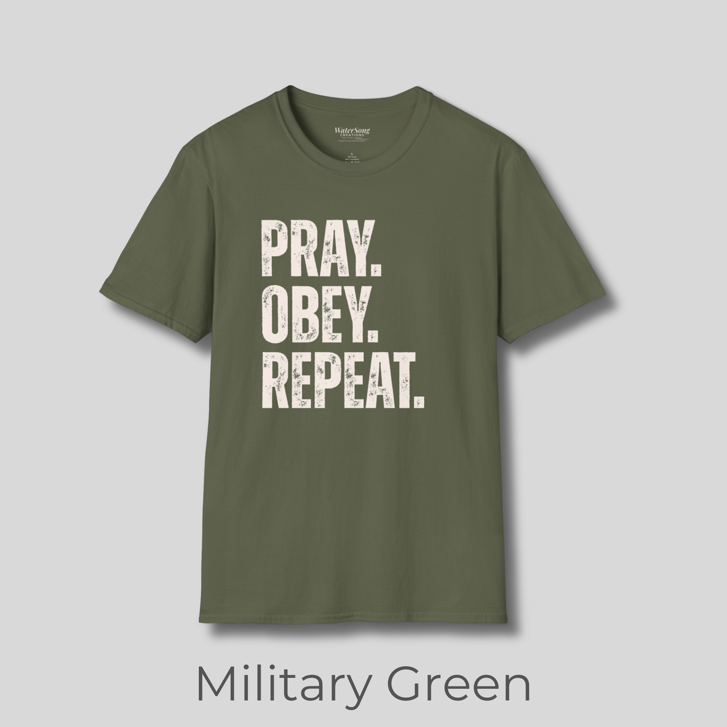 Pray. Obey. Repeat. Christian Faith T-Shirt | Bold Statement Jesus Tee