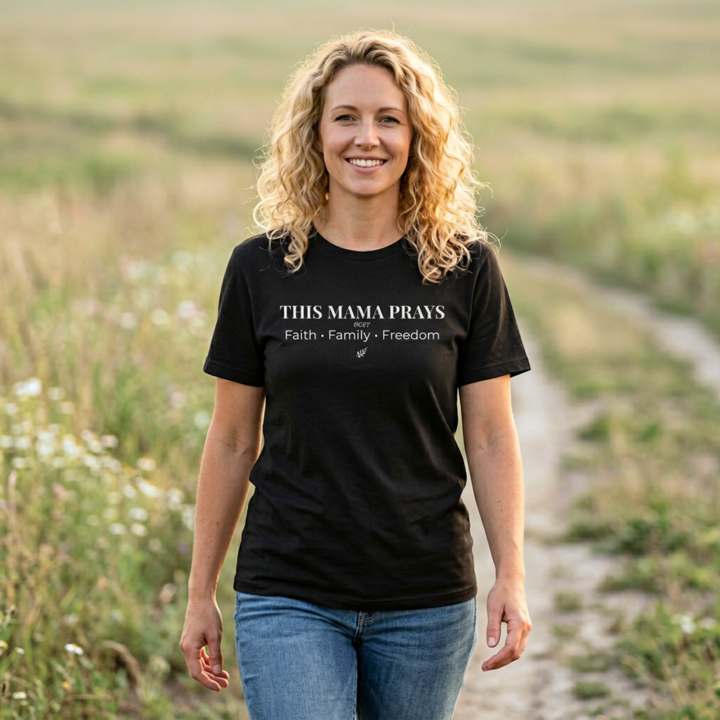 This Mama Prays T-Shirt | Faith • Family • Freedom | Inspirational Mom Tee