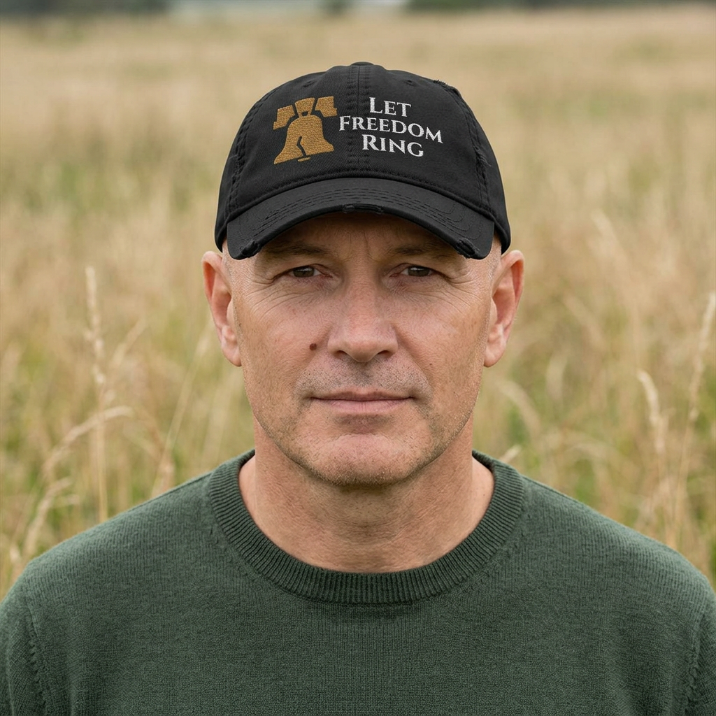 Let Freedom Ring Liberty Bell Embroidered Hat | Patriotic Distressed Dad Hat