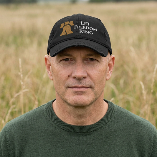 Let Freedom Ring Liberty Bell Embroidered Hat | Patriotic Distressed Dad Hat