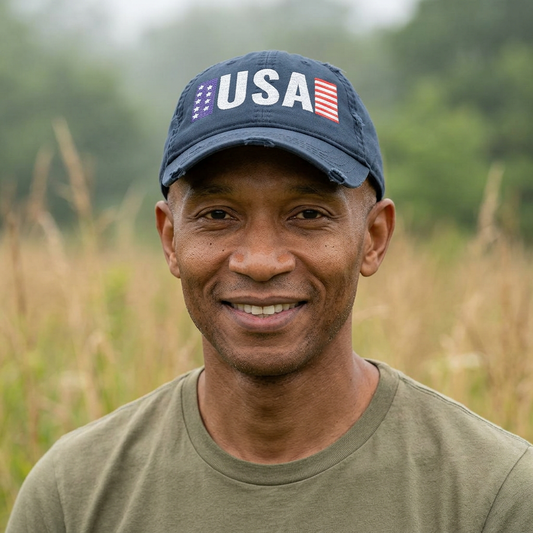 USA Flag Distressed Embroidered Dad Hat | Vintage American Flag Cap