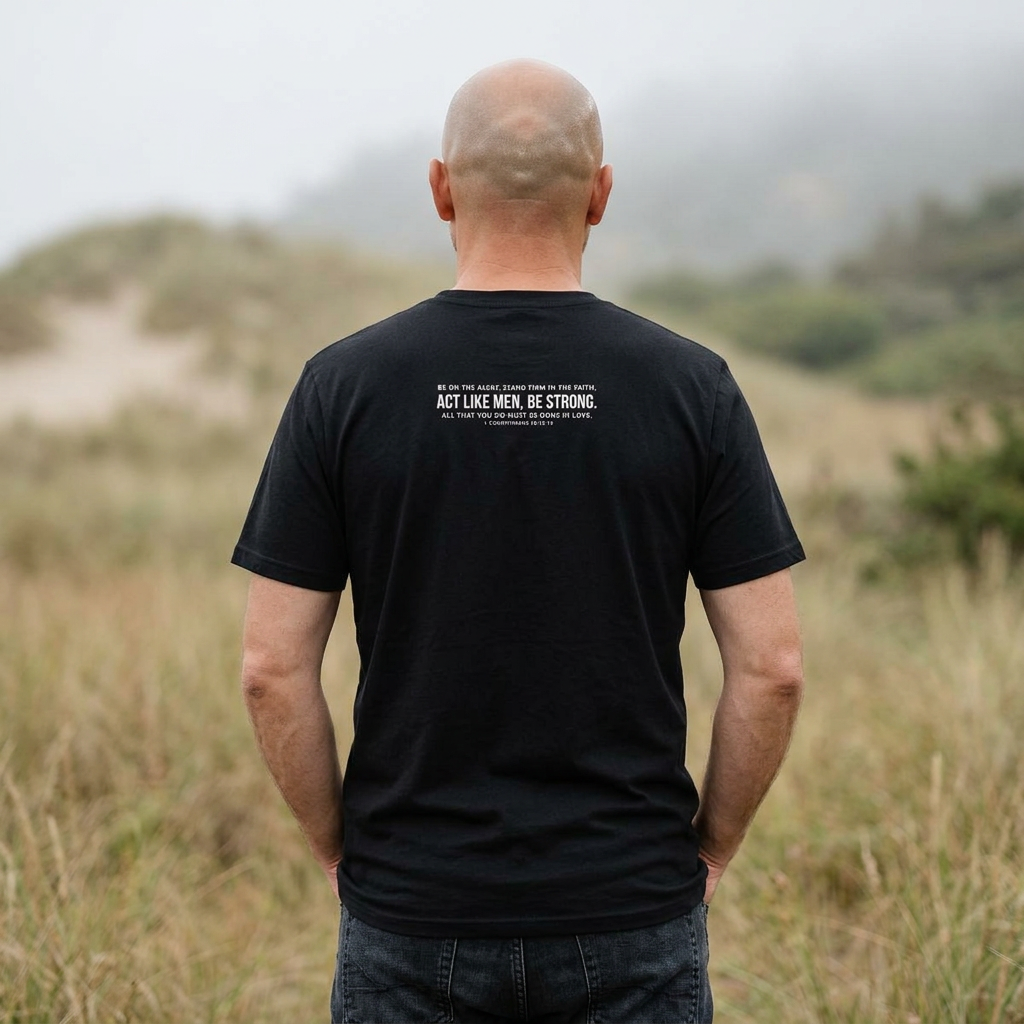 Kingdom Fatherhood Scripture Tee | 1 Corinthians 16:13–14 Christian Men’s Faith Shirt | Biblical Fatherhood
