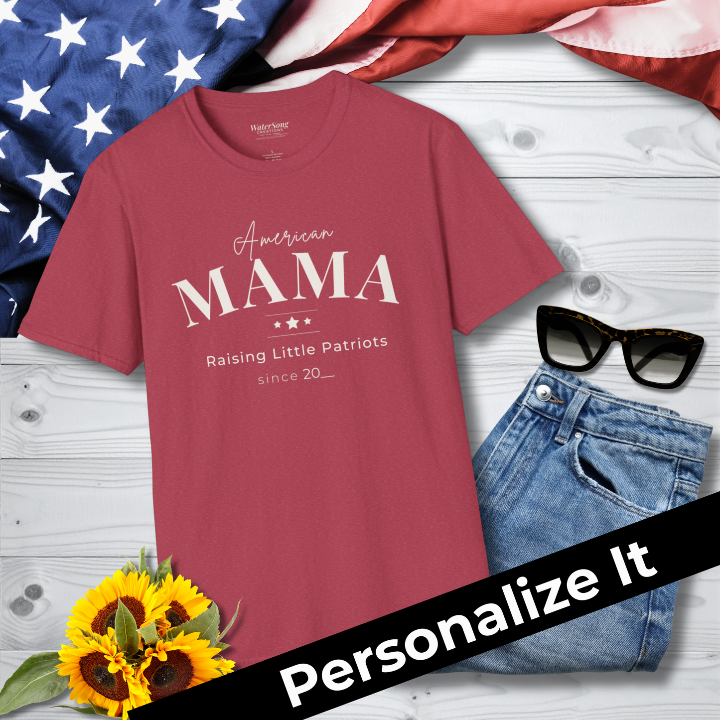 American Mama Shirt | Raising Little Patriots Since 20__ | Patriotic Mom Tee