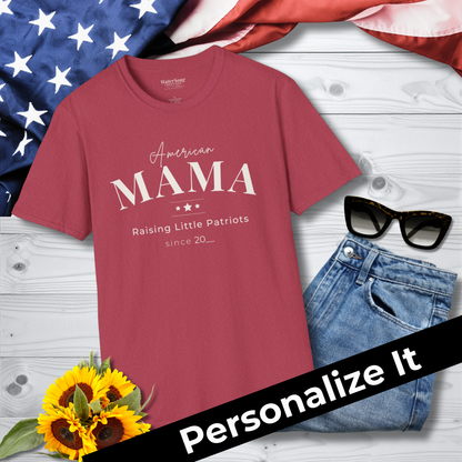 American Mama Shirt | Raising Little Patriots Since 20__ | Patriotic Mom Tee