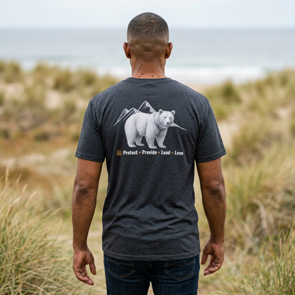 Papa Bear Graphic T-Shirt | Rustic Mountain Bear Dad Shirt | Patriotic Outdoor Fatherhood Tee