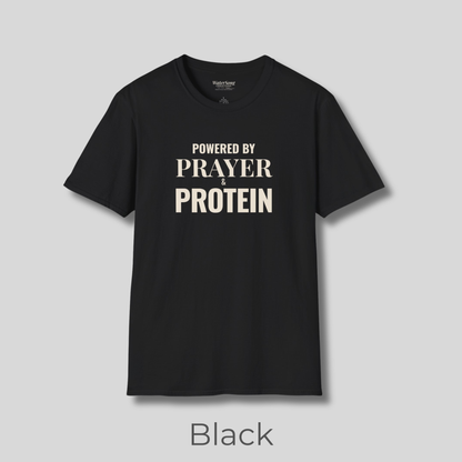 Prayer Protein T‑Shirt | "Powered by Prayer Protein" Inspirational Faith Tee