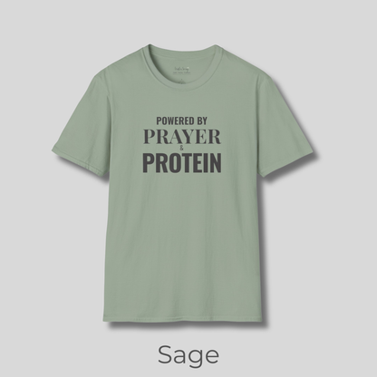 Prayer Protein T‑Shirt | "Powered by Prayer Protein" Inspirational Faith Tee