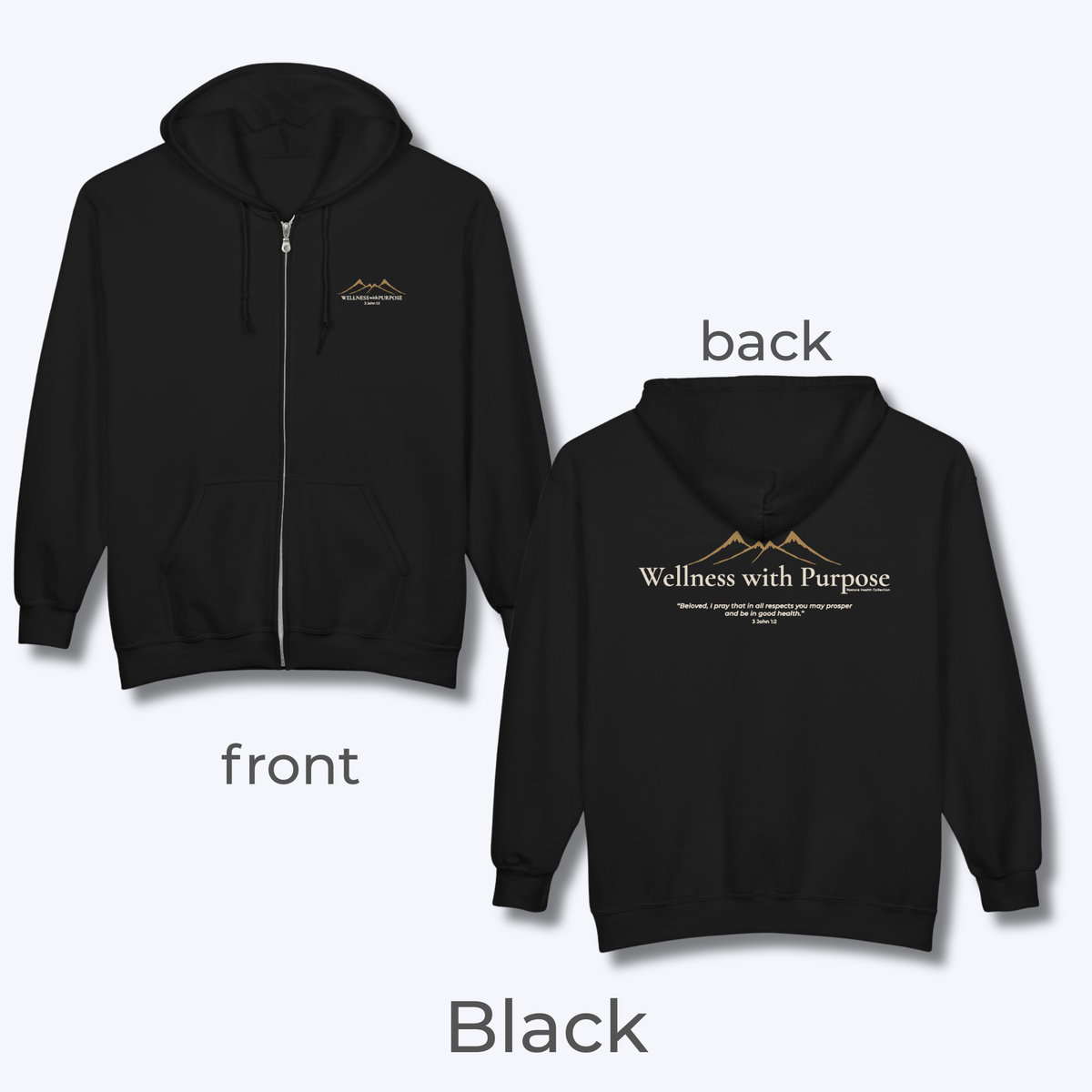 Wellness with Purpose Zip Hoodie | Faith & Fitness Lifestyle