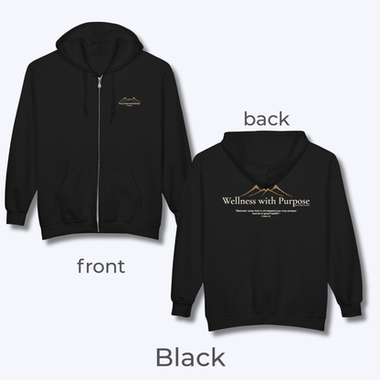 Wellness with Purpose Zip Hoodie | Faith & Fitness Lifestyle