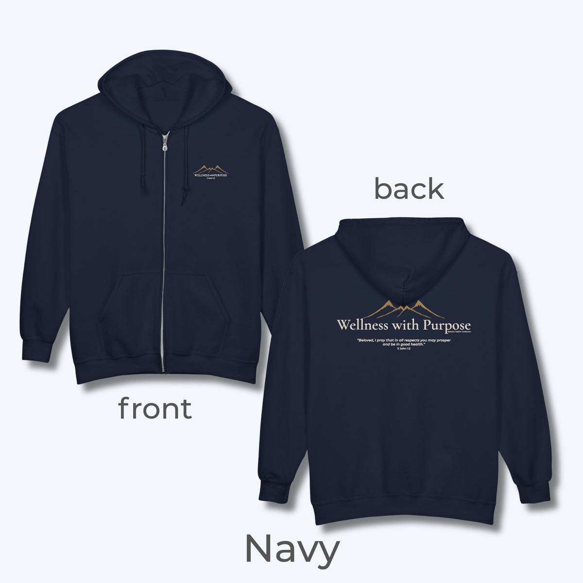 Wellness with Purpose Zip Hoodie | Faith & Fitness Lifestyle