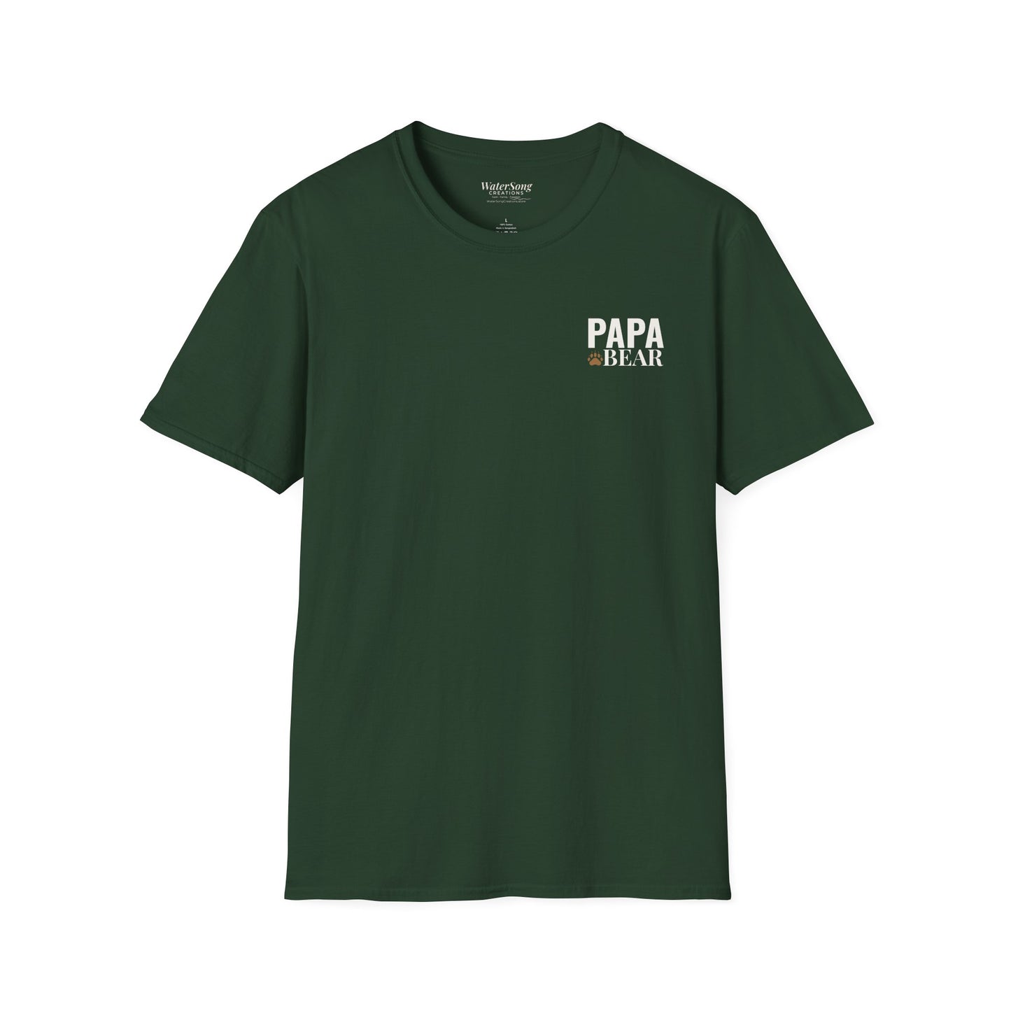 Papa Bear Graphic T-Shirt | Rustic Mountain Bear Dad Shirt | Patriotic Outdoor Fatherhood Tee
