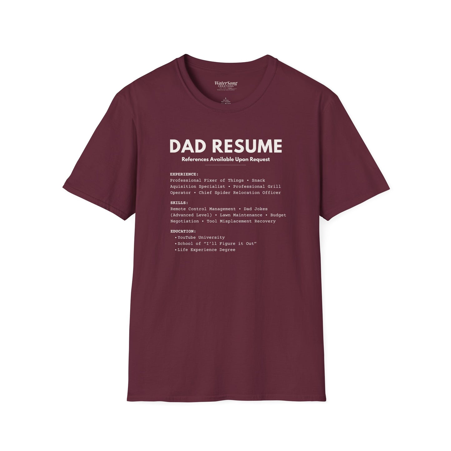 Dad Resume Shirt | Funny Fatherhood Graphic Tee | Gift for Dad