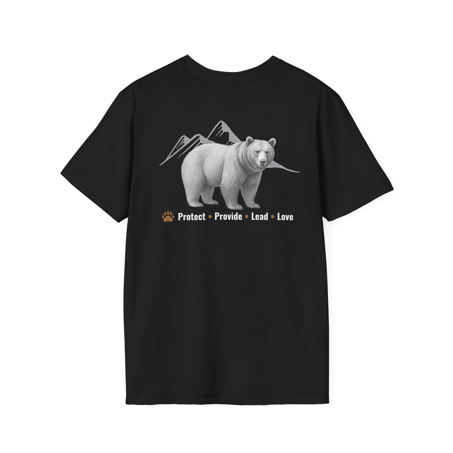 Papa Bear Graphic T-Shirt | Rustic Mountain Bear Dad Shirt | Patriotic Outdoor Fatherhood Tee