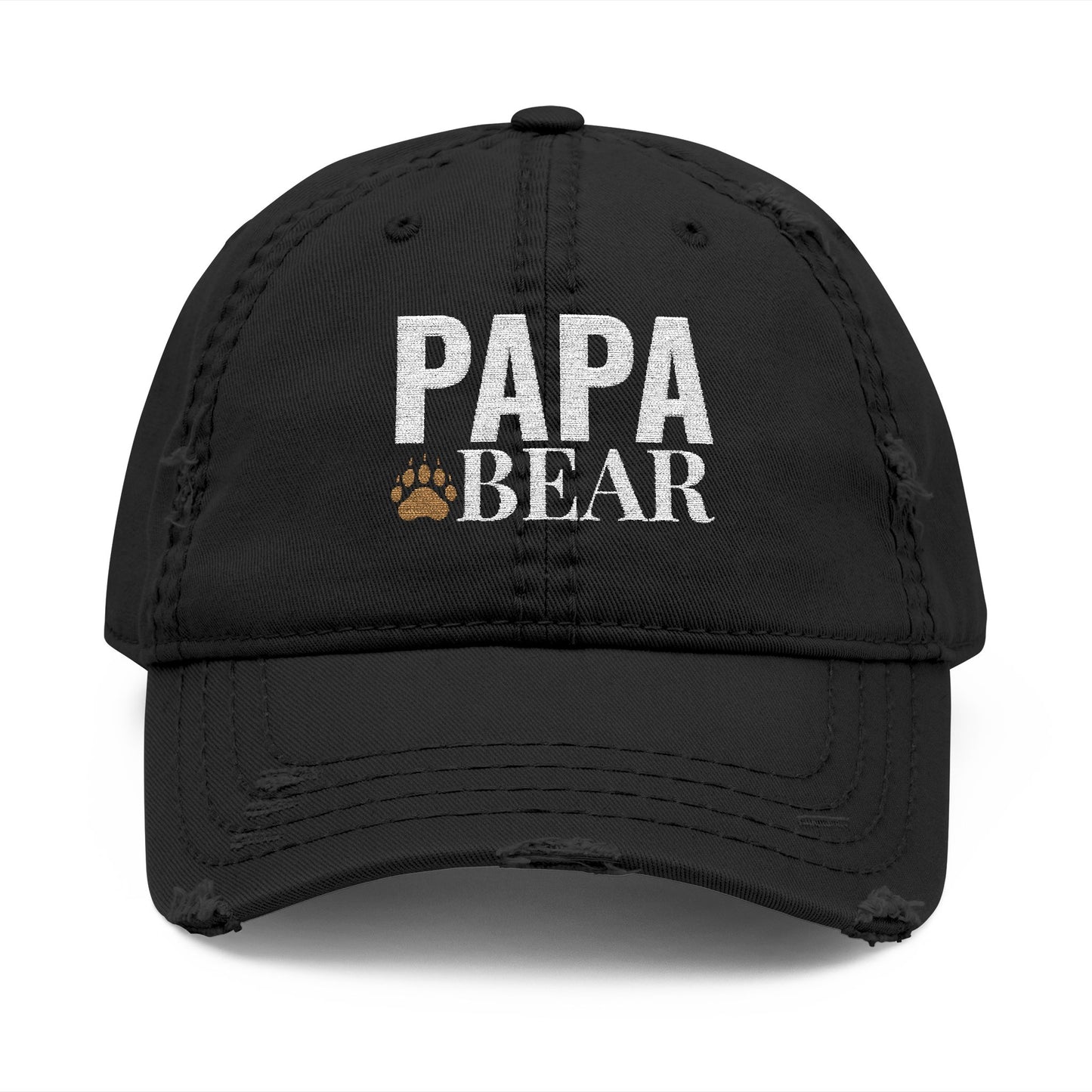 Papa Bear Distressed Dad Hat | Embroidered Casual Cap for Dad