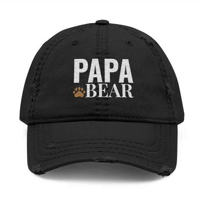 Papa Bear Distressed Dad Hat | Embroidered Casual Cap for Dad