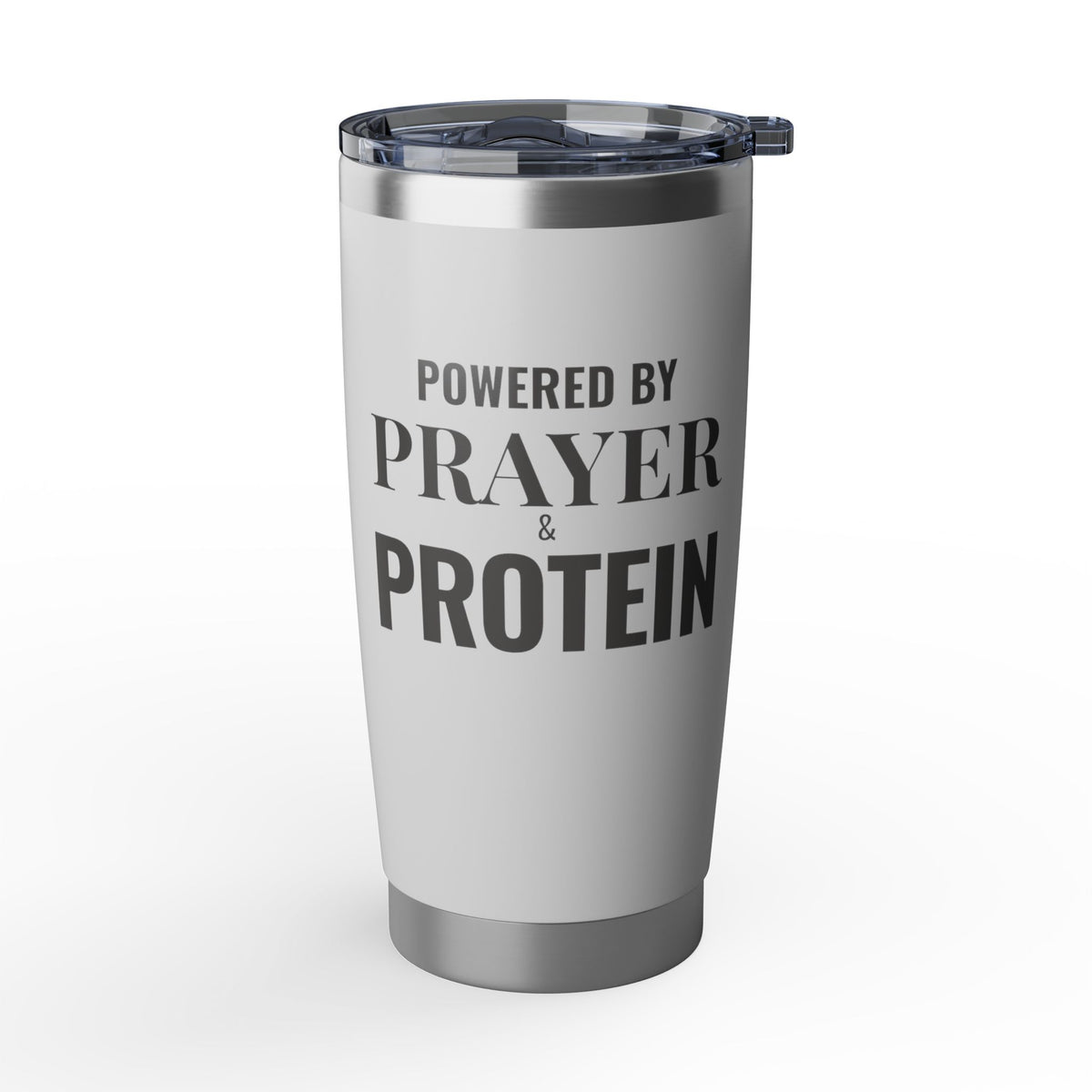 Powered by Prayer Protein 20oz Tumbler | Stainless Insulated Travel Cup