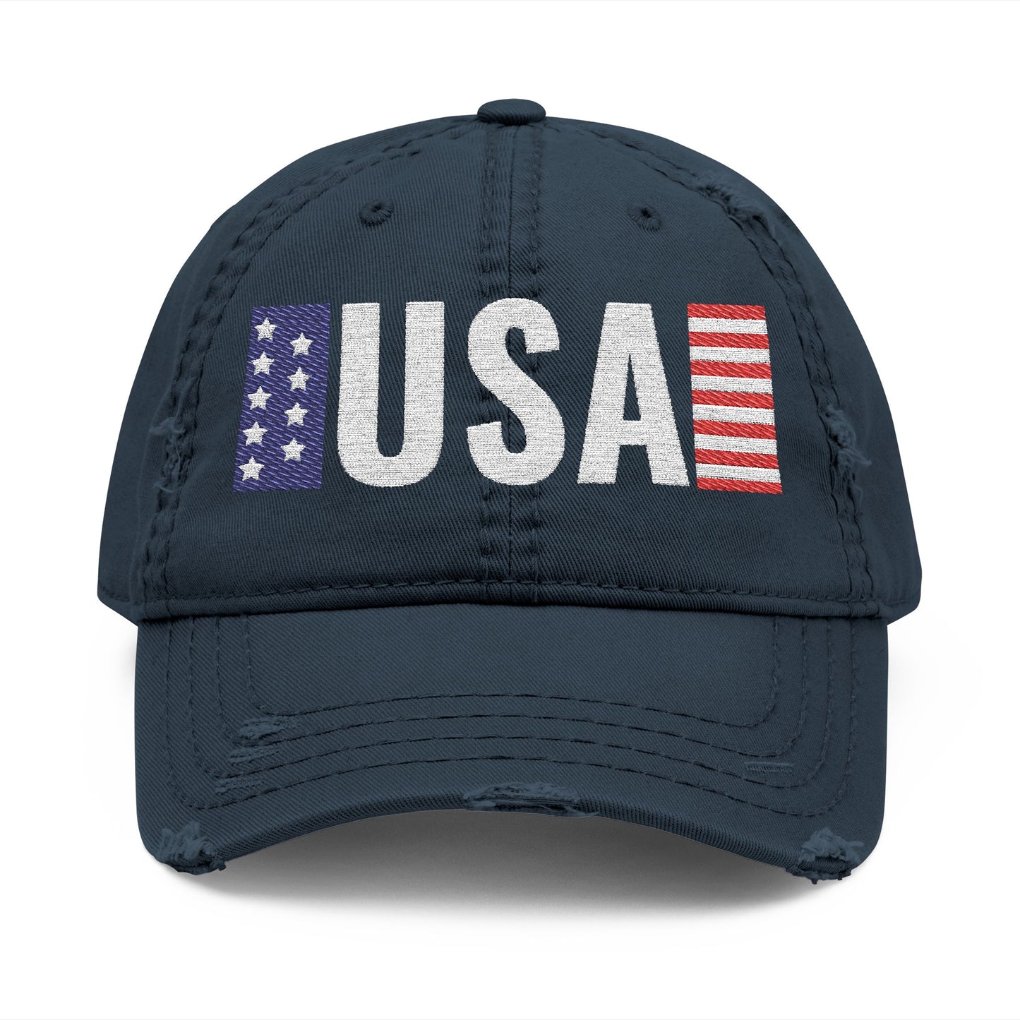 USA Flag Distressed Embroidered Dad Hat | Vintage American Flag Cap