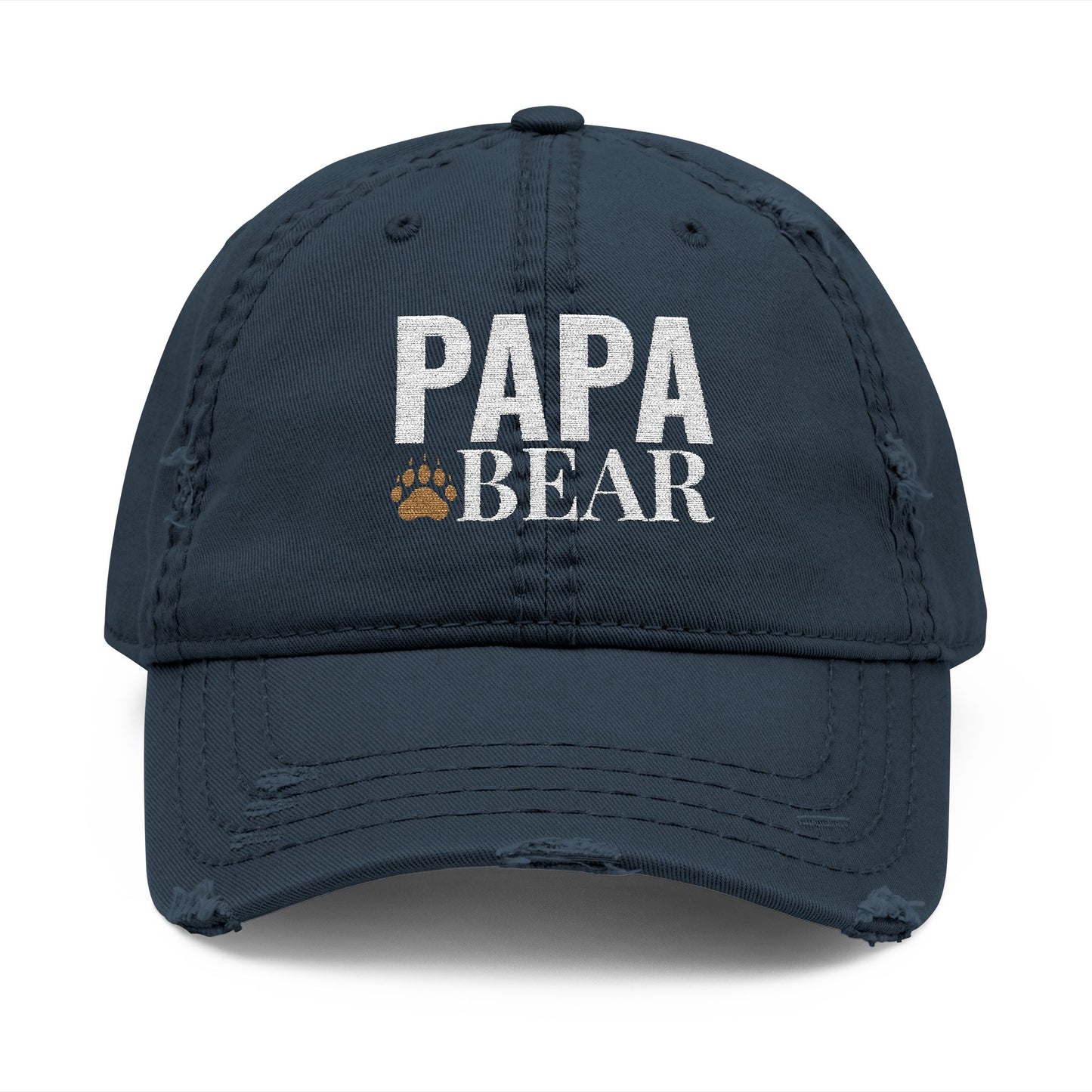 Papa Bear Distressed Dad Hat | Embroidered Casual Cap for Dad