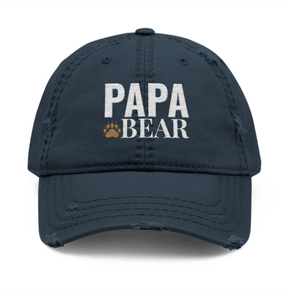 Papa Bear Distressed Dad Hat | Embroidered Casual Cap for Dad