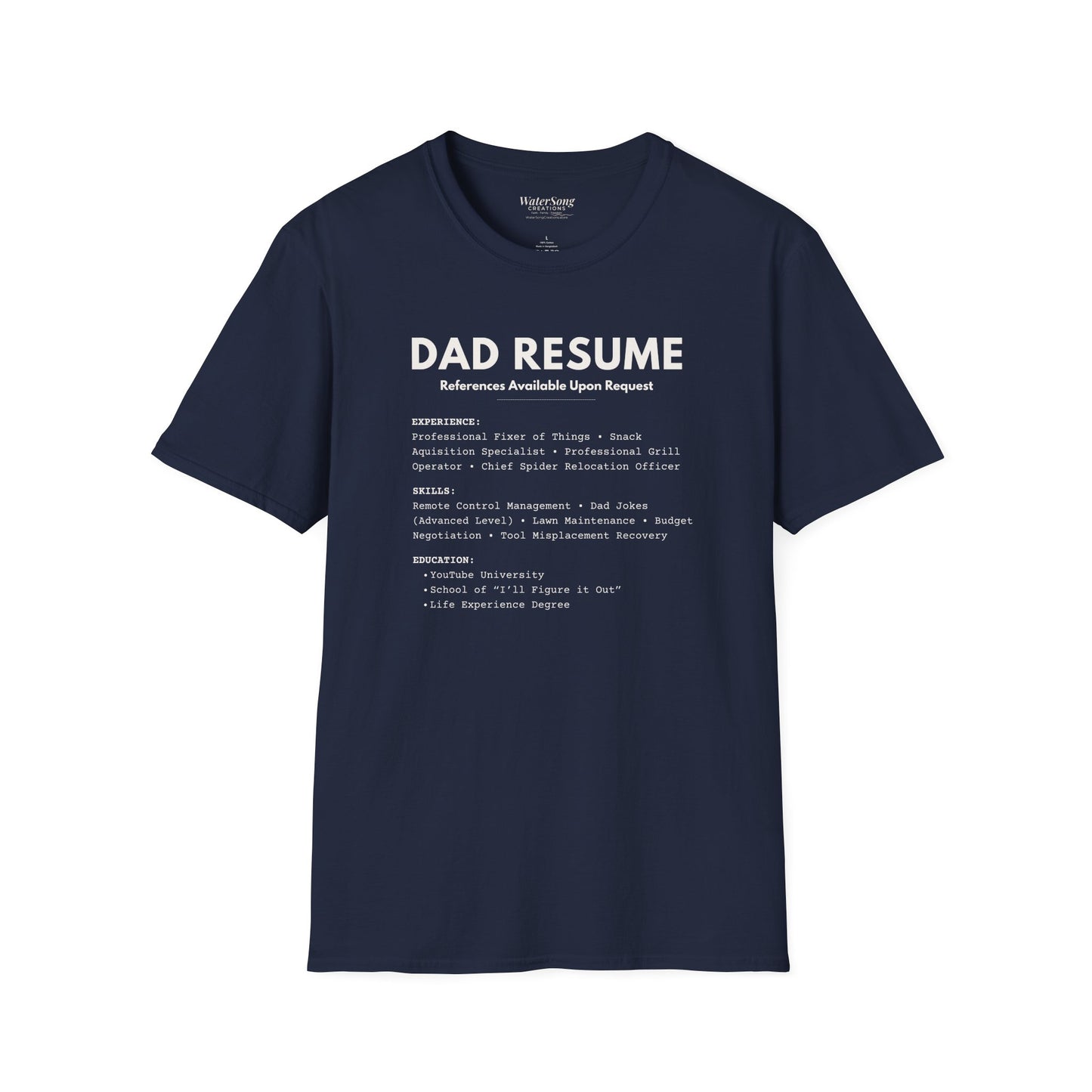 Dad Resume Shirt | Funny Fatherhood Graphic Tee | Gift for Dad