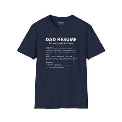 Dad Resume Shirt | Funny Fatherhood Graphic Tee | Gift for Dad